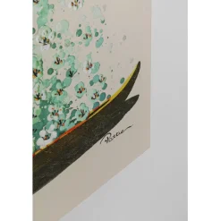 Tableau sur toile Flower Boat beige vert 120x160cm><noscript><img width=