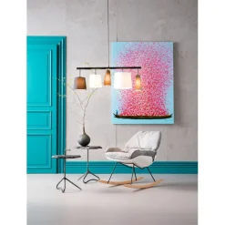 Tableau sur toile Flower Boat bleu-fuchsia 120x160><noscript><img width=