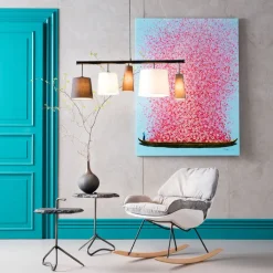 Tableau sur toile Flower Boat bleu-fuchsia 120x160><noscript><img width=