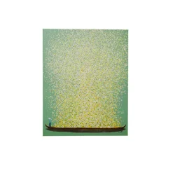 Tableau sur toile Flower Boat vert jaune 80x100cm><noscript><img width=