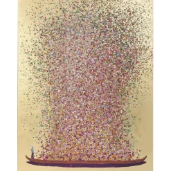 Tableau sur toile Flower Boat doré-fuchsia 80x100><noscript><img width=
