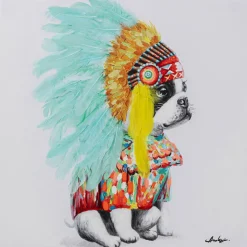 Tableau sur toile Headdress Dog 80x80cm>KARE Design Discount