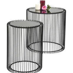 Tables d appoint Wire noir (set/2) Ø44cm>KARE Design