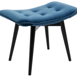 Tabouret Black Vicky velours bleu pétrole 59x37cm><noscript><img width=