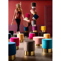 Tabouret Cherry vert laiton Ø35cm><noscript><img width=